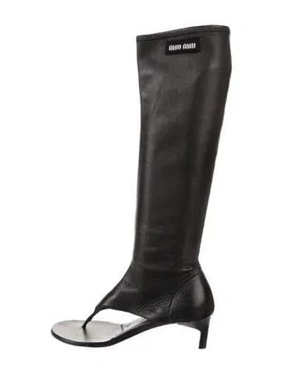 Pre-owned Miu Miu Leather Sandals In Black