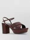 Miu Miu Leather Platform Sandals With 3.5 Cm Plateau And 7.5 Cm Heel In Brown