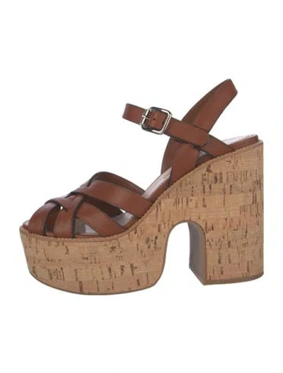 Pre-owned Miu Miu Leather Sandals In Brown