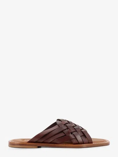 Miu Miu Wwoven Leather Sandals In Brown