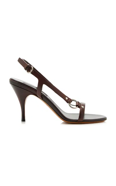 Miu Miu Brown Leather Sandals In Animal Print
