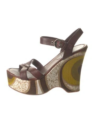 Pre-owned Miu Miu Leather Sandals In Brown