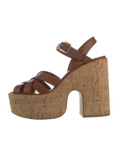 Pre-owned Miu Miu Leather Sandals In Brown