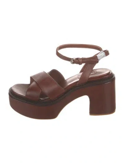 Pre-owned Miu Miu Leather Sandals In Brown