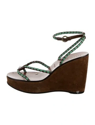 Pre-owned Miu Miu Leather Sandals In Brown