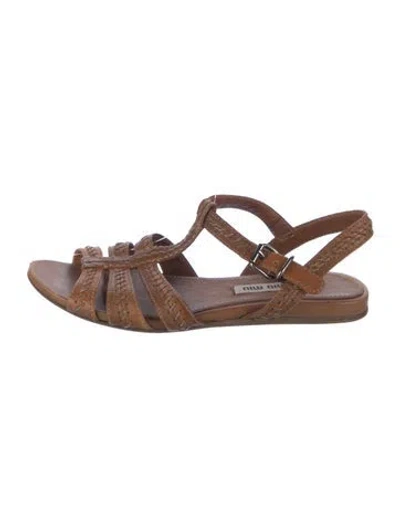 Pre-owned Miu Miu Leather Sandals In Brown