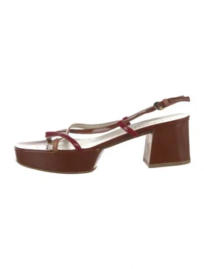 Pre-owned Miu Miu Leather Sandals In Brown