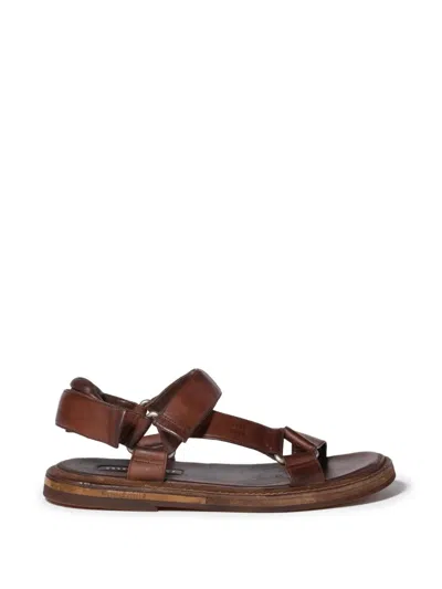 Miu Miu Touch-strap Leather Sandals In Brown