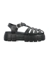 Miu Miu Caged Flatform Sandals In Nero