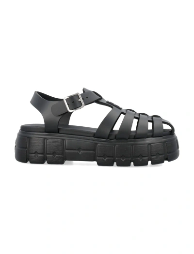 Miu Miu Rubber Sandals With Oversized Sole In Black