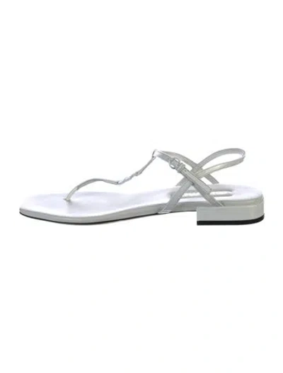 Pre-owned Miu Miu Leather Sandals In Silver