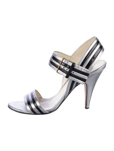 Pre-owned Miu Miu Leather Sandals In Silver