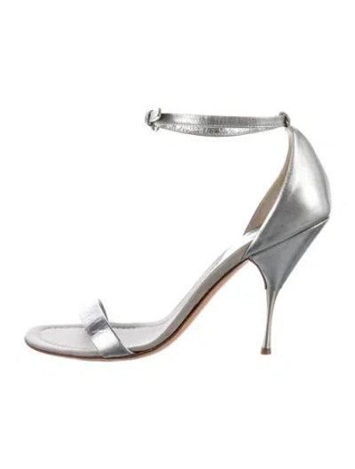Pre-owned Miu Miu Leather Sandals In Silver