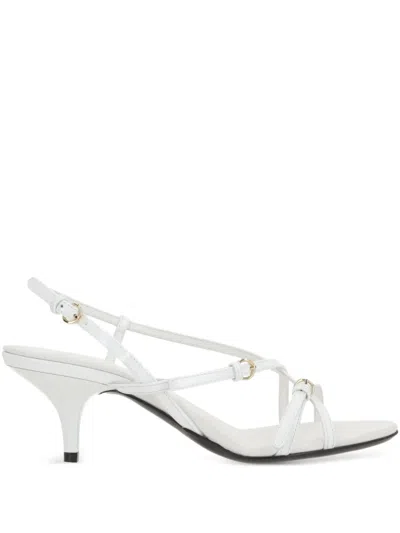 Miu Miu Leather Sandals In White