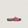 Miu Miu Leather Sandals With Wooden Clog