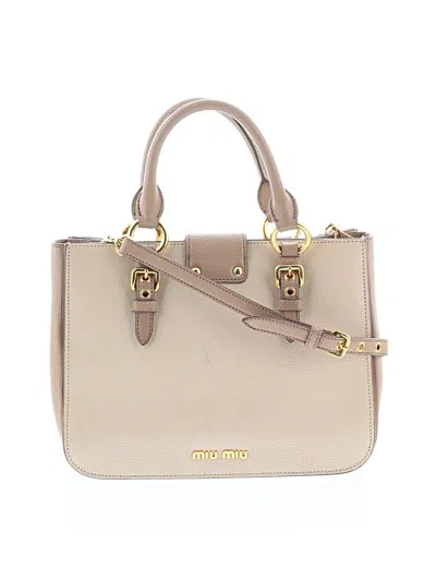 Pre-owned Miu Miu Leather Satchel In Tan