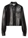 Miu Miu Leather Crop Jacket In Black