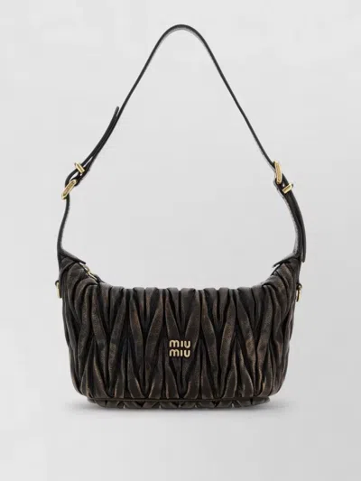 Miu Miu Leather Shoulder Bag Adjustable Strap Hardware In Brown