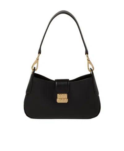 Miu Miu Leather Shoulder Bag In Black