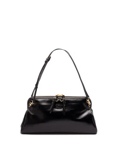 Miu Miu Leather Shoulder Bag In Black