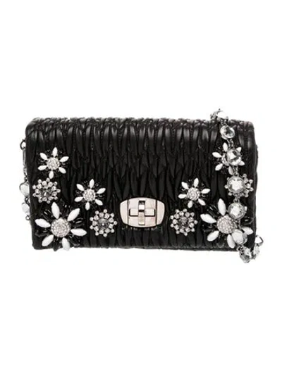 Pre-owned Miu Miu Leather Shoulder Bag In Black