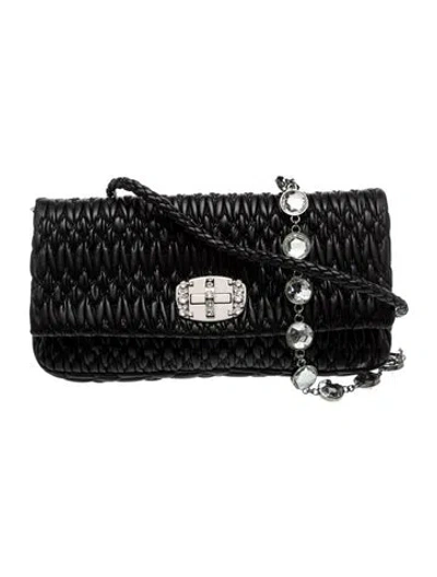 Pre-owned Miu Miu Leather Shoulder Bag In Black