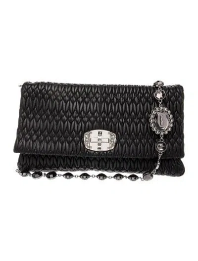 Pre-owned Miu Miu Leather Shoulder Bag In Black
