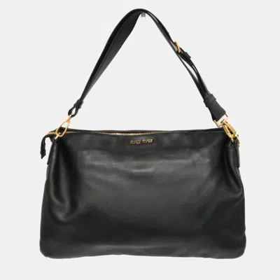 Pre-owned Miu Miu Leather Shoulder Bag Black