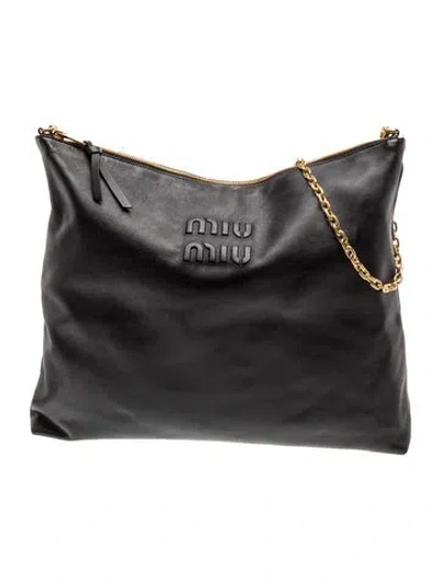 Pre-owned Miu Miu Leather Shoulder Bag In Black