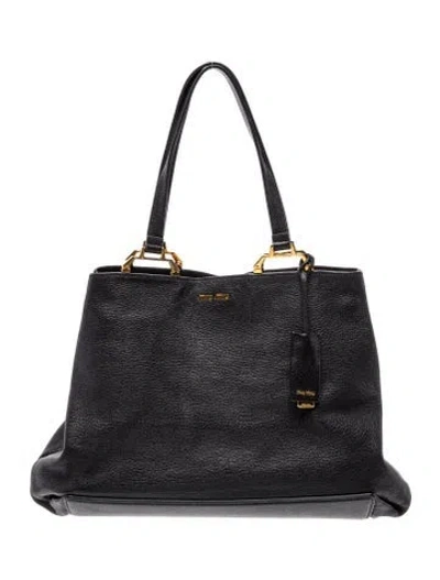 Pre-owned Miu Miu Leather Shoulder Bag In Black