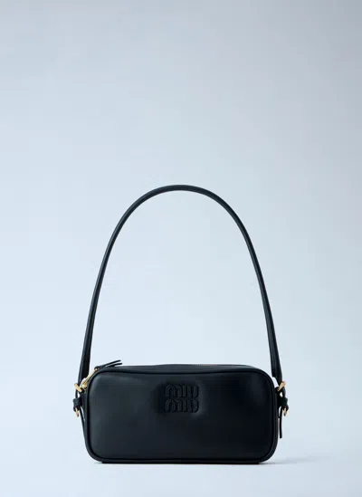 Miu Miu Leather Shoulder Bag In Black