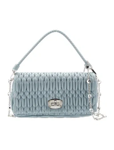 Pre-owned Miu Miu Leather Shoulder Bag In Blue