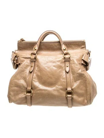 Pre-owned Miu Miu Leather Shoulder Bag In Brown