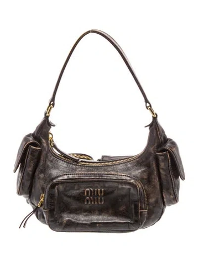 Pre-owned Miu Miu Leather Shoulder Bag In Brown