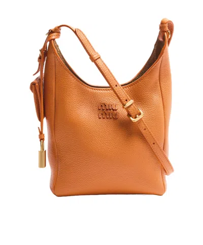 Miu Miu Leather Shoulder Bag In Brown