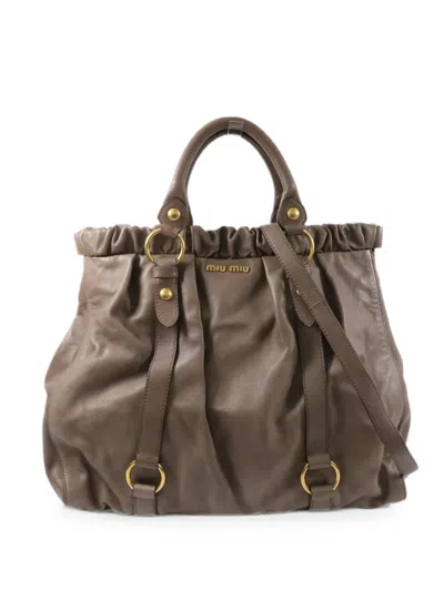 Pre-owned Miu Miu Leather Shoulder Bag In Brown