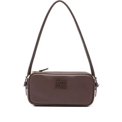 Miu Miu Leather Shoulder Bag In Brown