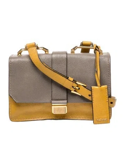 Pre-owned Miu Miu Leather Shoulder Bag In Gray