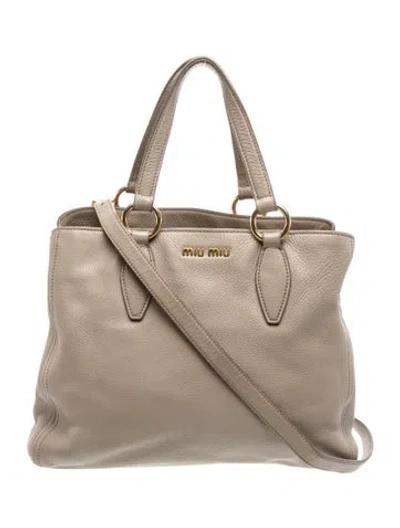 Pre-owned Miu Miu Leather Shoulder Bag In Gray
