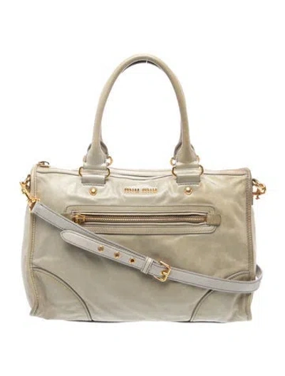 Pre-owned Miu Miu Leather Shoulder Bag In Neutral