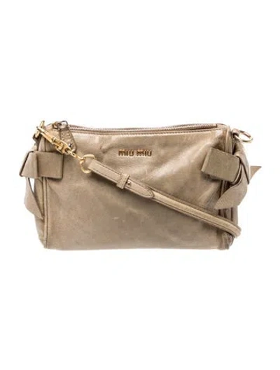 Pre-owned Miu Miu Leather Shoulder Bag In Neutral