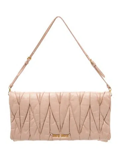 Pre-owned Miu Miu Leather Shoulder Bag In Neutral