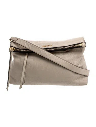 Pre-owned Miu Miu Leather Shoulder Bag In Neutral