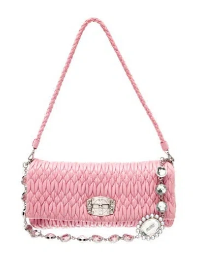 Pre-owned Miu Miu Leather Shoulder Bag In Pink