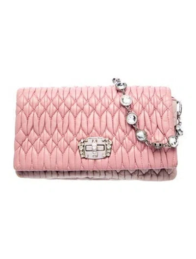 Pre-owned Miu Miu Leather Shoulder Bag In Pink