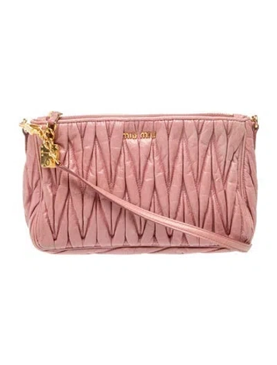 Pre-owned Miu Miu Leather Shoulder Bag In Pink