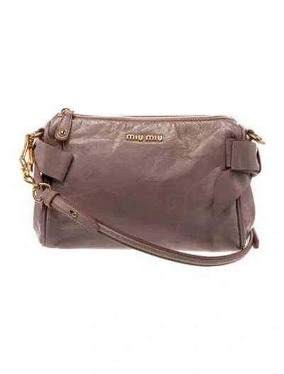 Pre-owned Miu Miu Leather Shoulder Bag In Purple