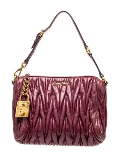 Pre-owned Miu Miu Leather Shoulder Bag In Purple
