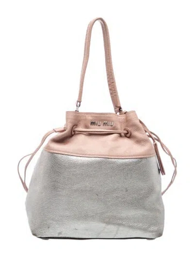 Pre-owned Miu Miu Leather Shoulder Bag In Silver