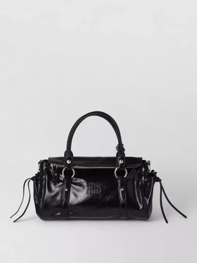 Miu Miu Leather Shoulder Bag Top Handles Strap In Black
